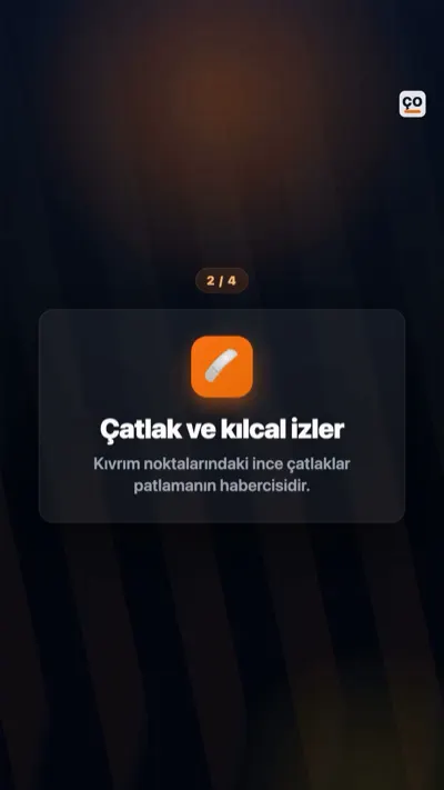 Çınar Otomotiv bilgi kartı: 'Çatlak ve kılcal izler' — kıvrım noktalarındaki ince çatlaklar patlamanın habercisidir