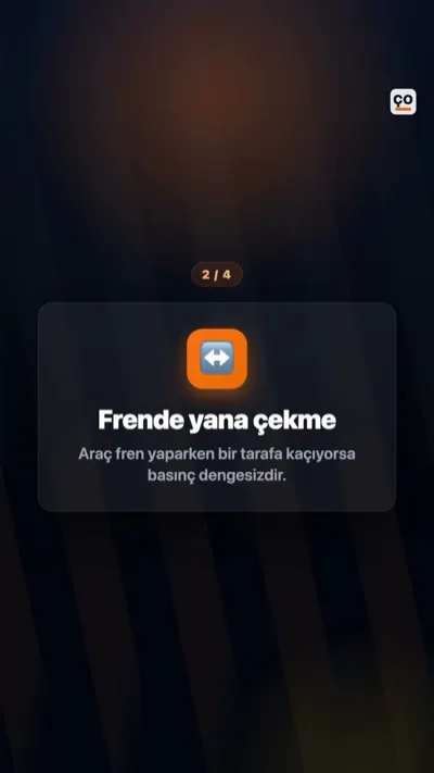Çınar Otomotiv bilgi kartı: 'Frende yana çekme' — araç fren yaparken bir tarafa kaçıyorsa basınç dengesizdir